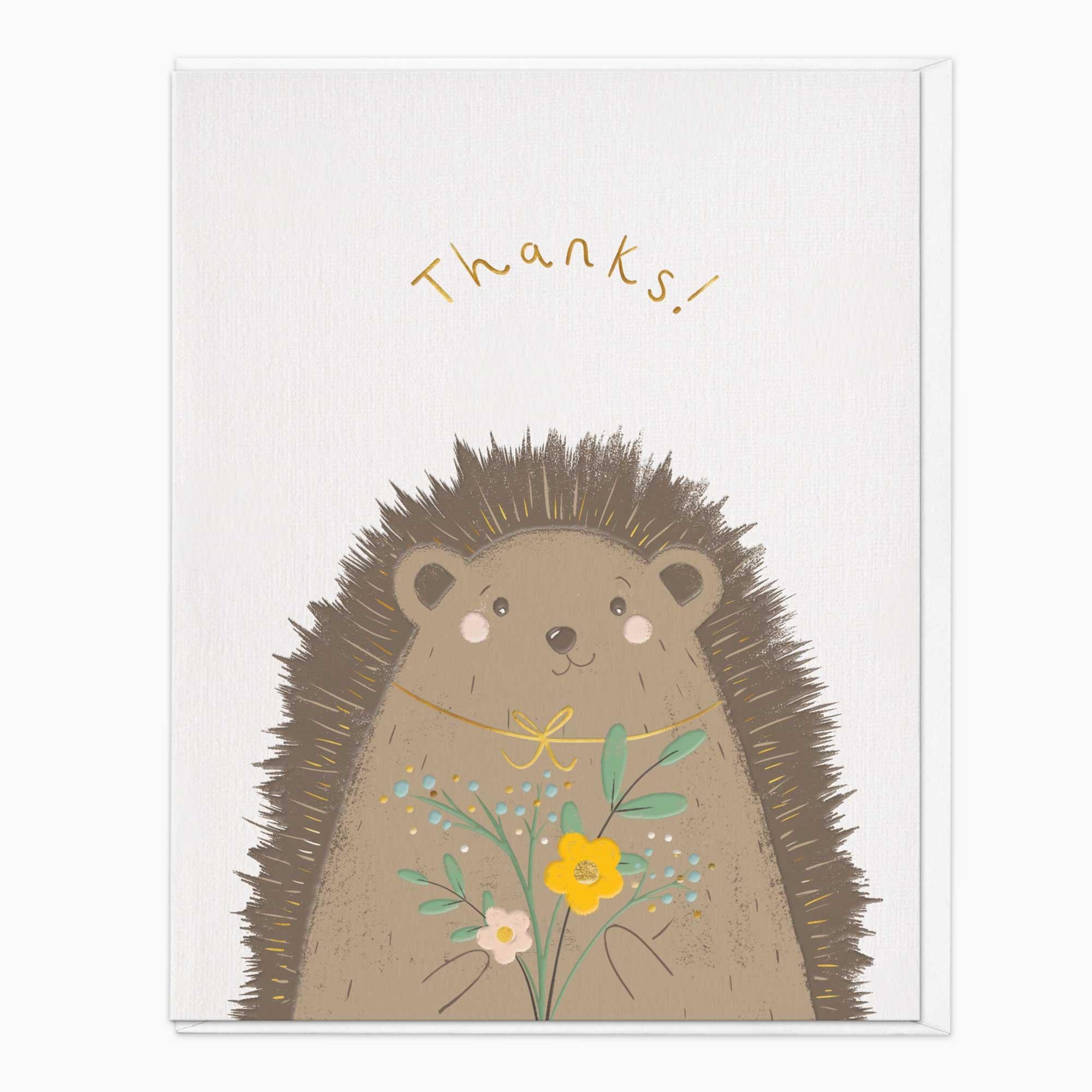 Greeting Card-G084 - Thoughtful Hedgehog Thank You Card-Whistlefish