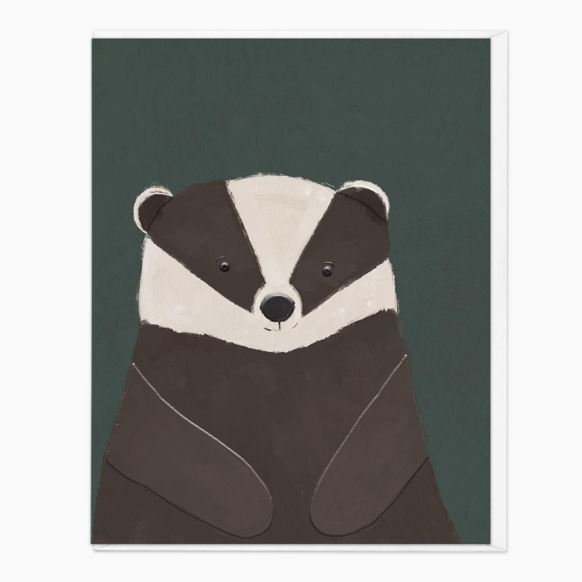 Greeting Card-G105 - Woodland Wonders Badger Art Card-Whistlefish