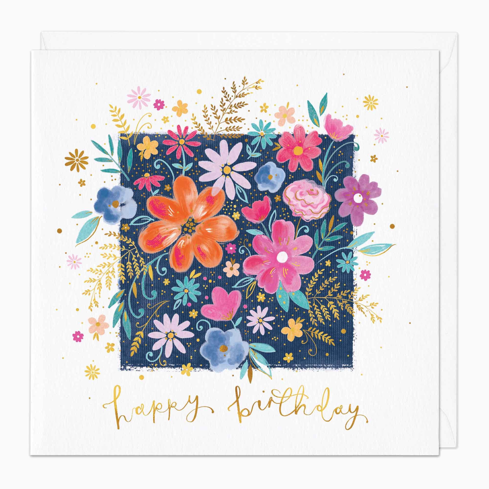 Greeting Card-G135 - Floral Burst Birthday Card-Whistlefish