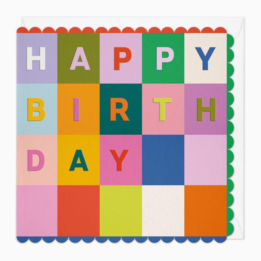 Greeting Card-G153 - Birthday Scalloped Grid Card-Whistlefish
