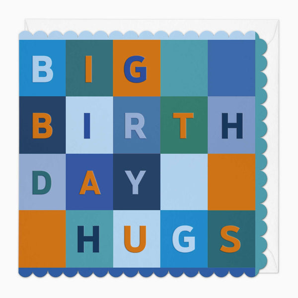 Greeting Card-G154 - Big Birthday Hugs Scalloped Grid Card-Whistlefish