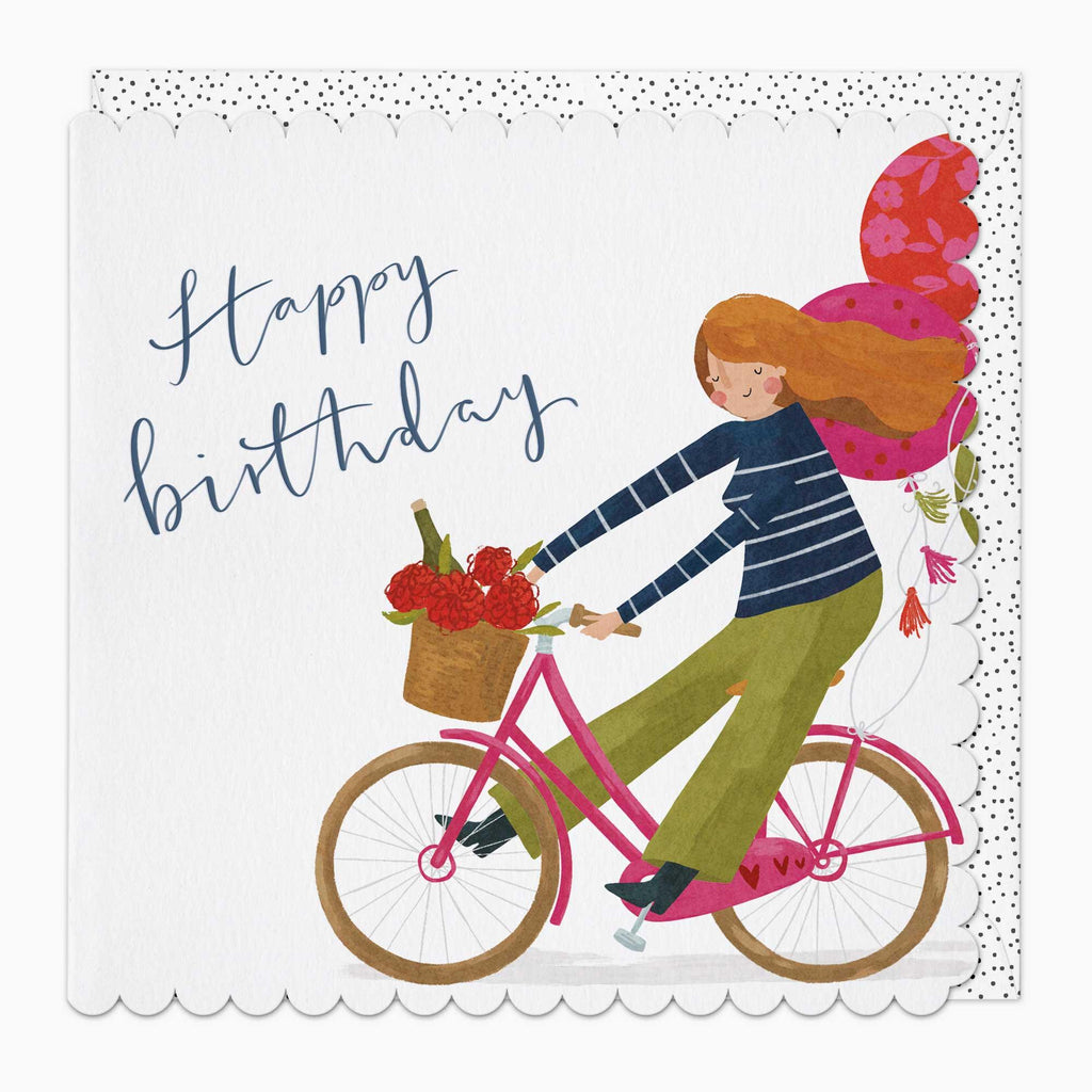 Greeting Card-G162 - Wonderful Bike Birthday Scalloped Card-Whistlefish