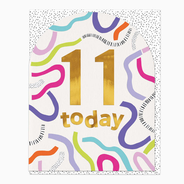 Greeting Card-G176 - 11 Today Streamer Birthday Card-Whistlefish