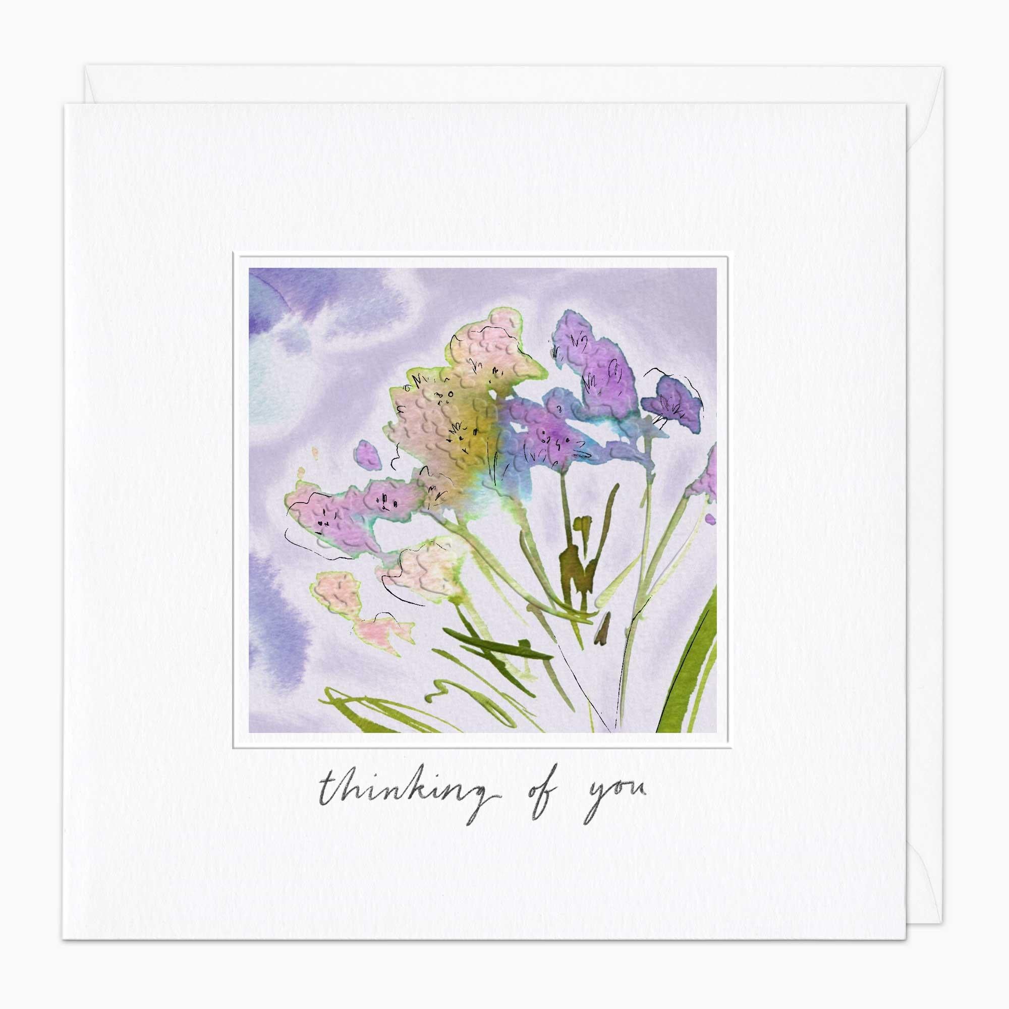 Greeting Card-G194 - Inky Lilac Floral Thinking of You Card-Whistlefish