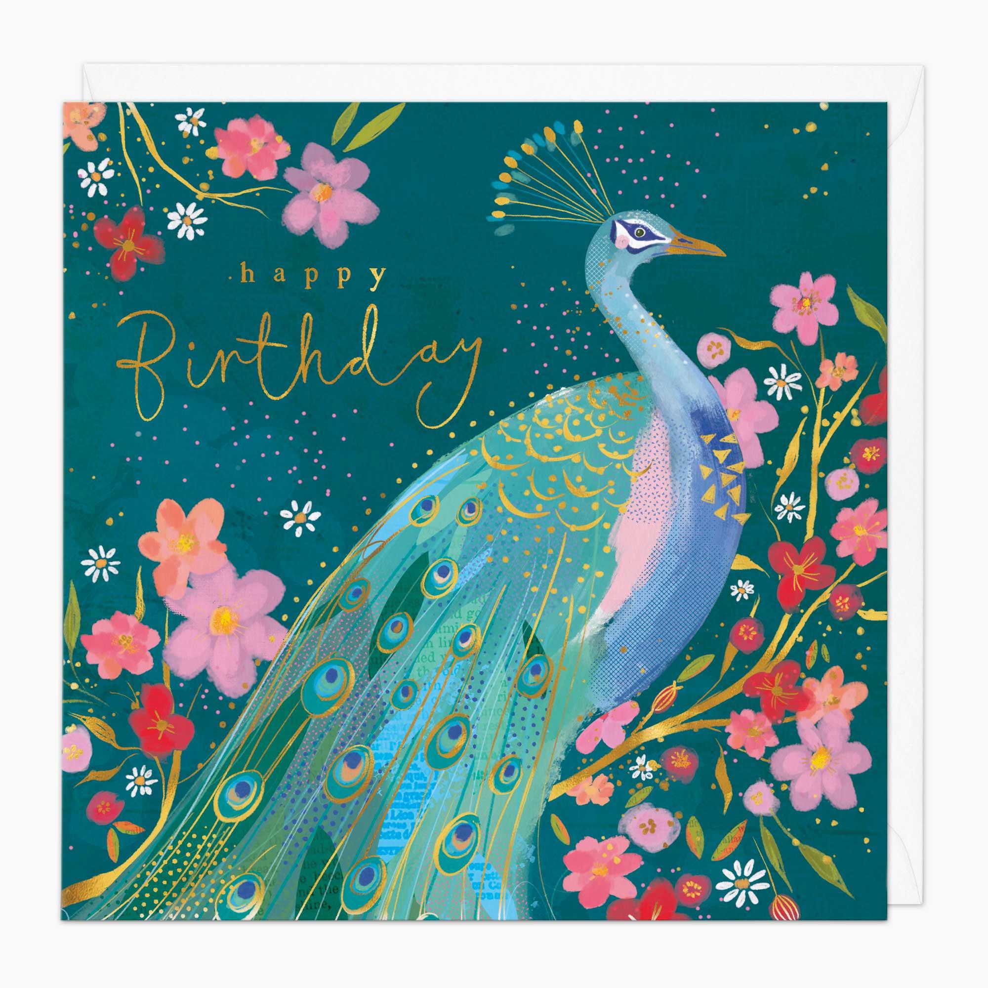 Greeting Card-G200 - Peacock Birthday Card-Whistlefish