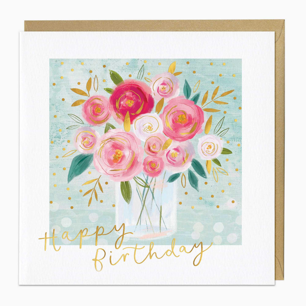 Greeting Card-G206 - Floral Vase Birthday Card-Whistlefish