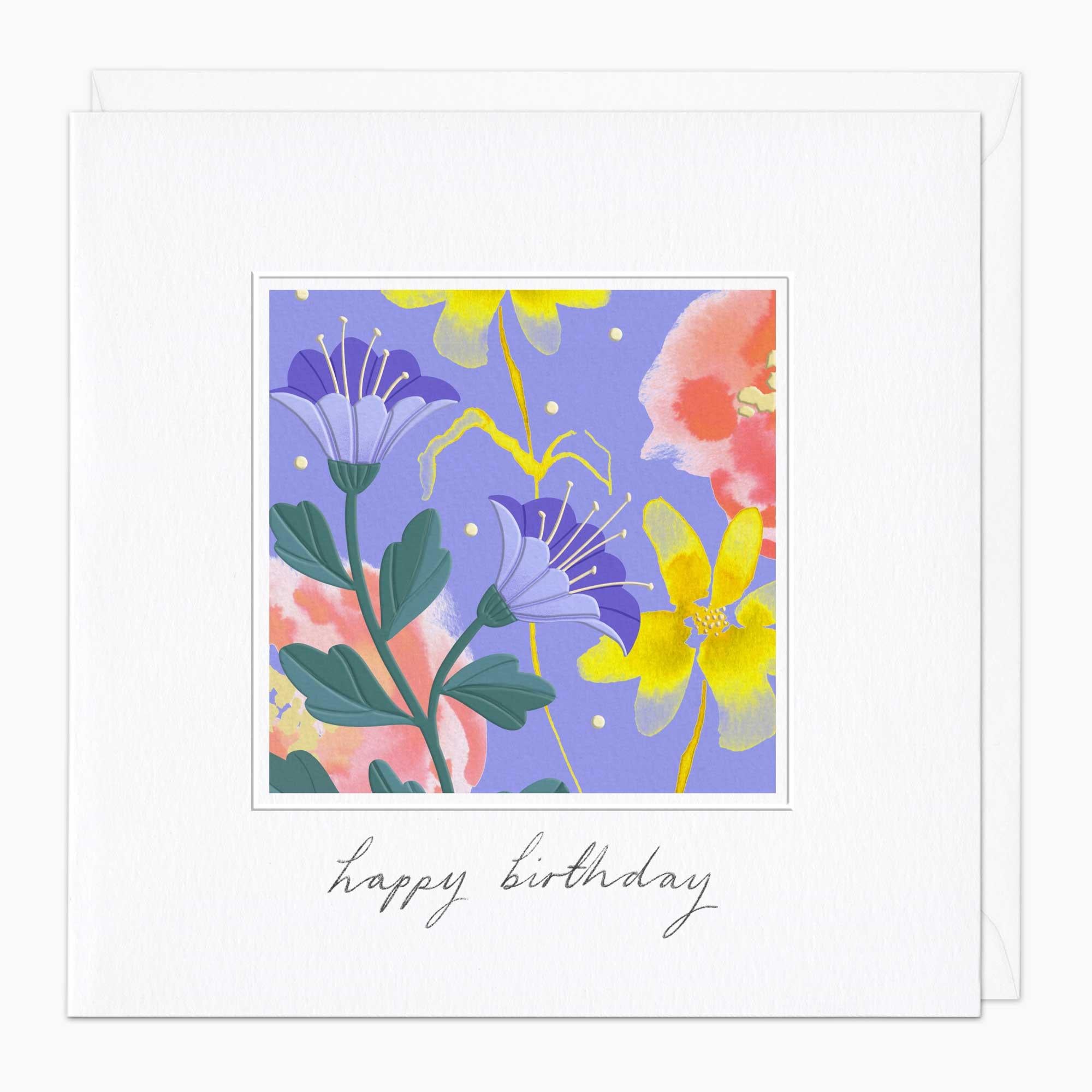 Greeting Card-G220 - Modern Floral Framed Birthday Card-Whistlefish