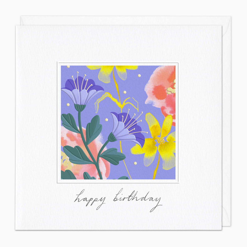 Greeting Card-G220 - Modern Floral Framed Birthday Card-Whistlefish