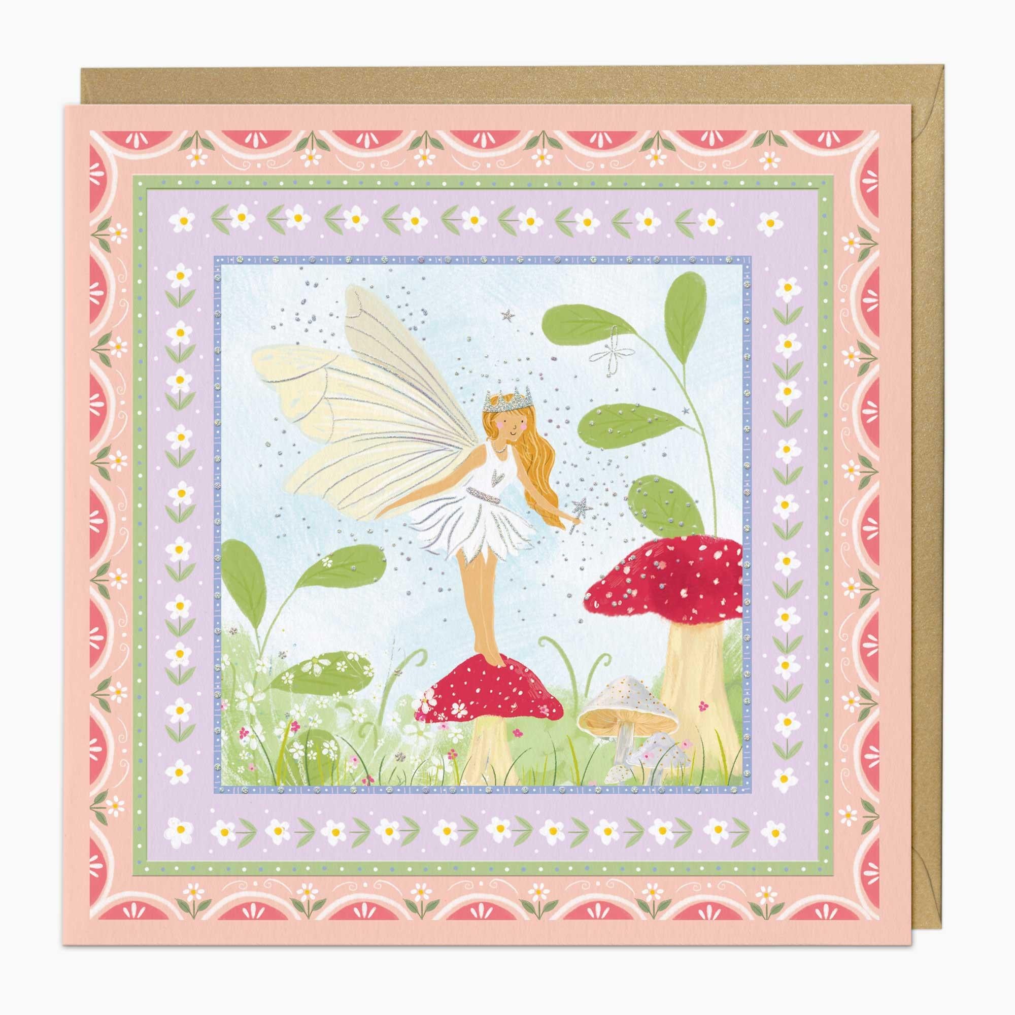 Greeting Card-G226 - Fairy Floral Border Art Card-Whistlefish
