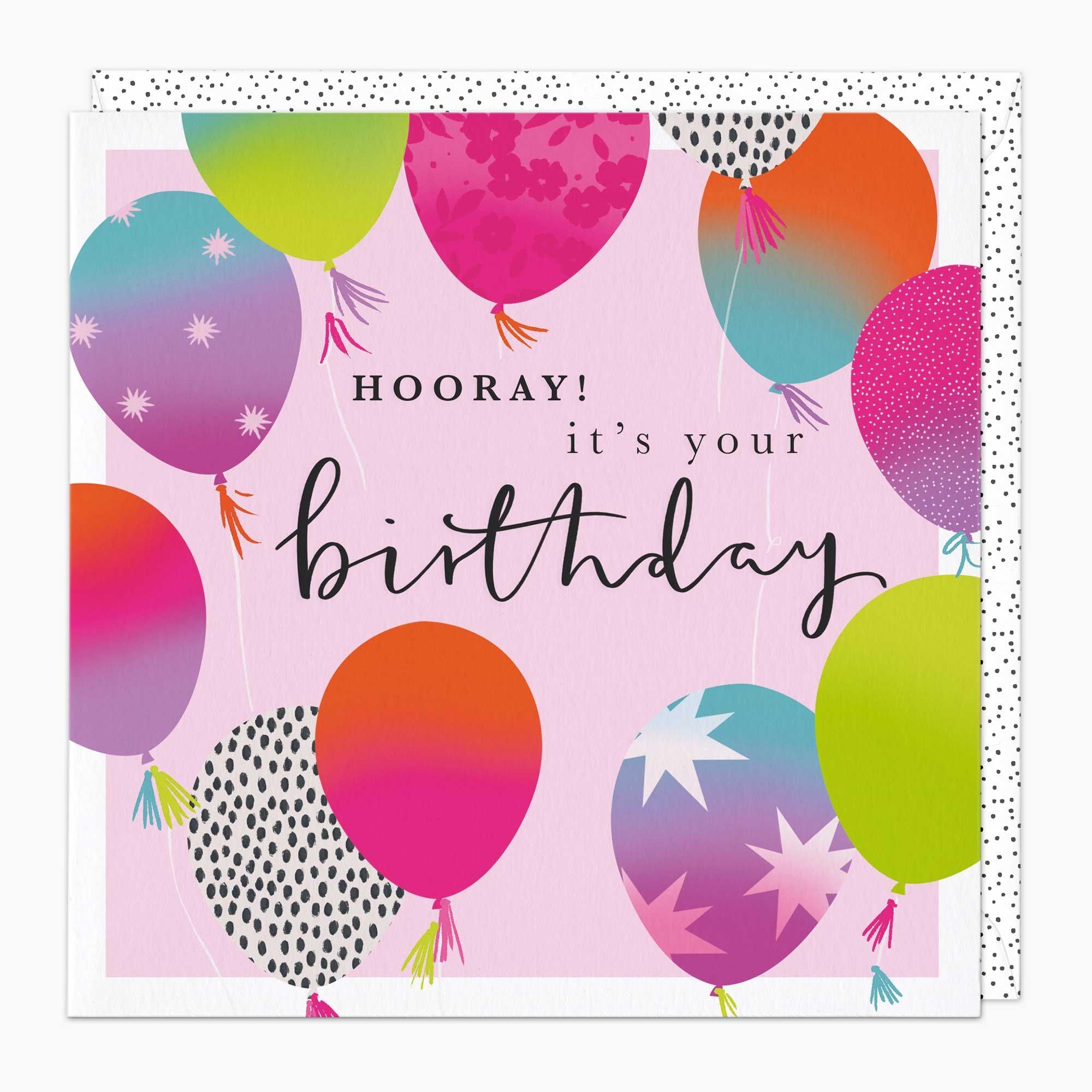 Greeting Card-G231 - Hooray! Neon Balloons Birthday Card-Whistlefish