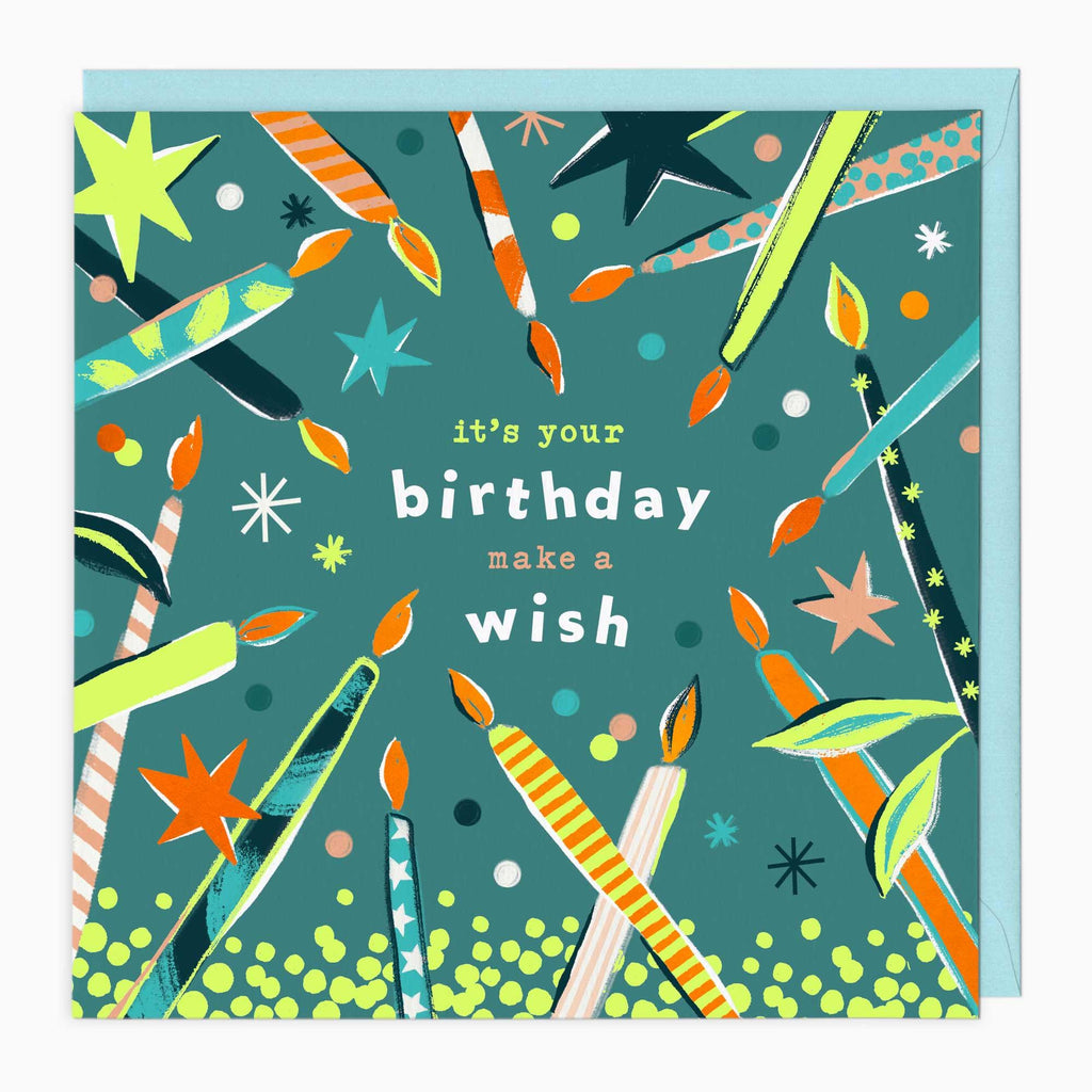 Greeting Card-G234 - Neon Candles Birthday Card-Whistlefish
