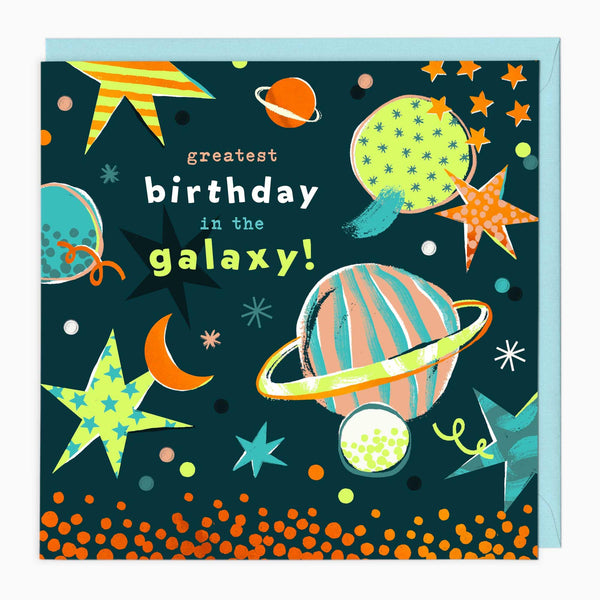 Greeting Card-G235 - Neon Galaxy Birthday Card-Whistlefish