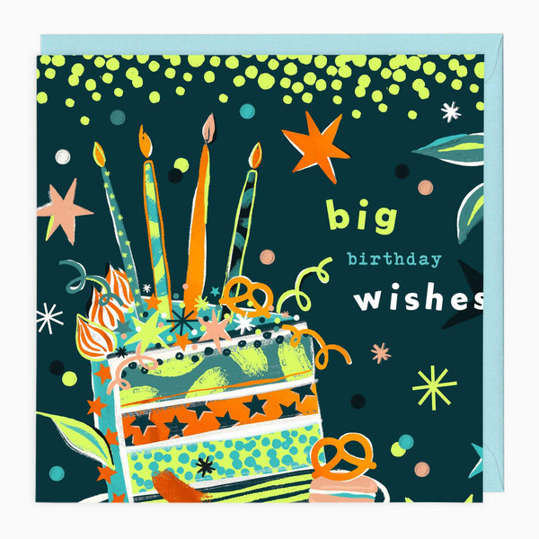 Greeting Card-G238 - Neon Cake Birthday Card-Whistlefish