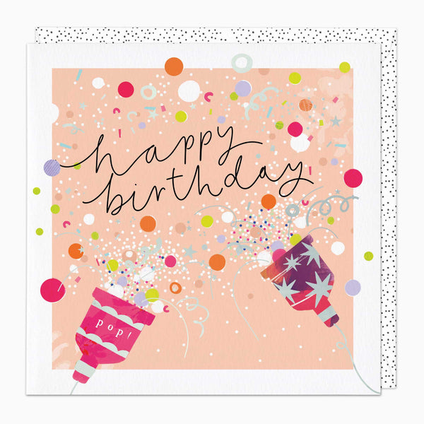 Greeting Card-G248 - Confetti Burst Silver Birthday Card-Whistlefish