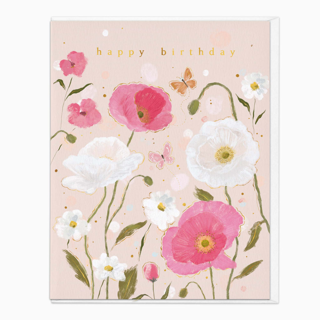 Greeting Card-G263 - Poppies in Bloom Birthday Card-Whistlefish