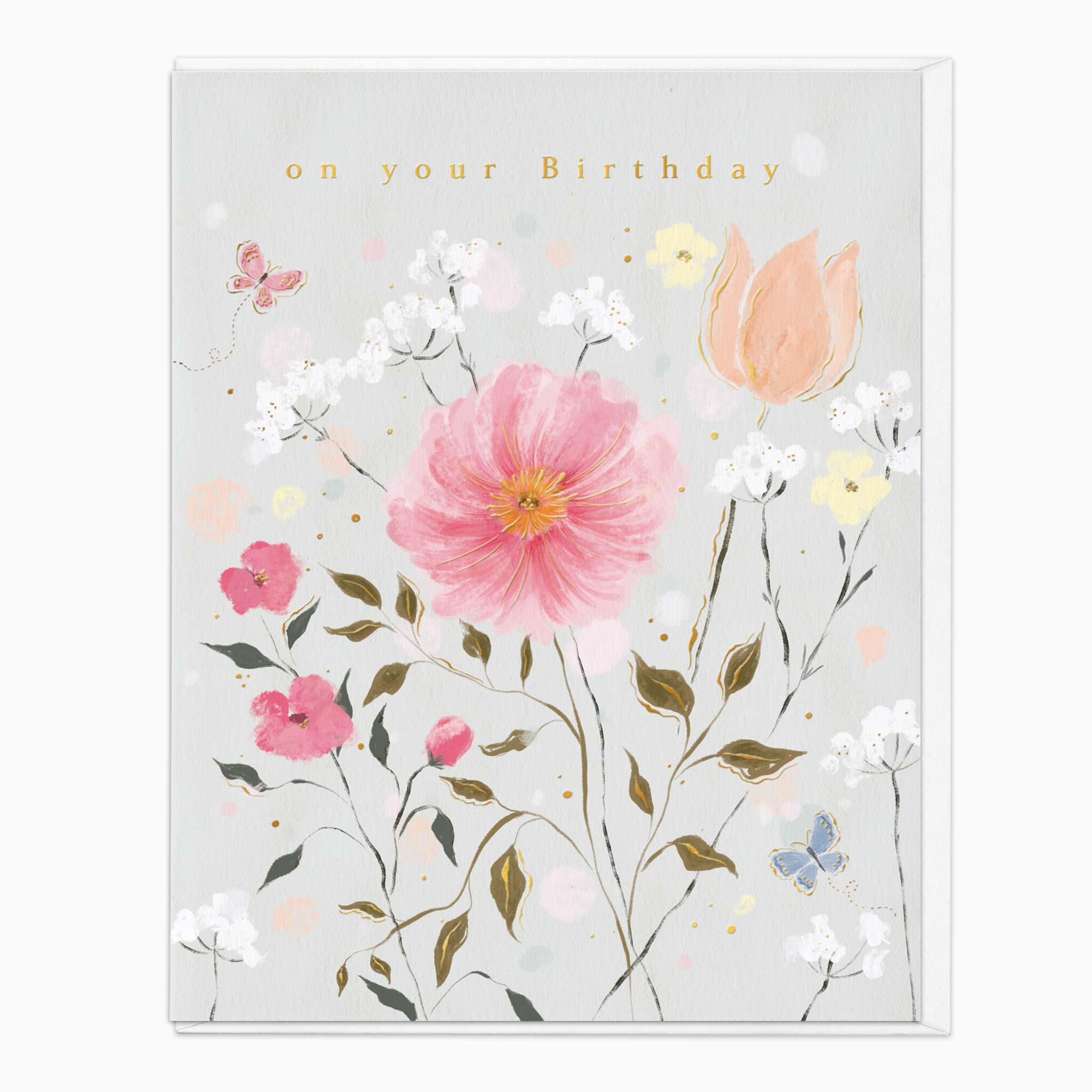 Greeting Card-G264 - Cosmos & Tulip Birthday Card-Whistlefish