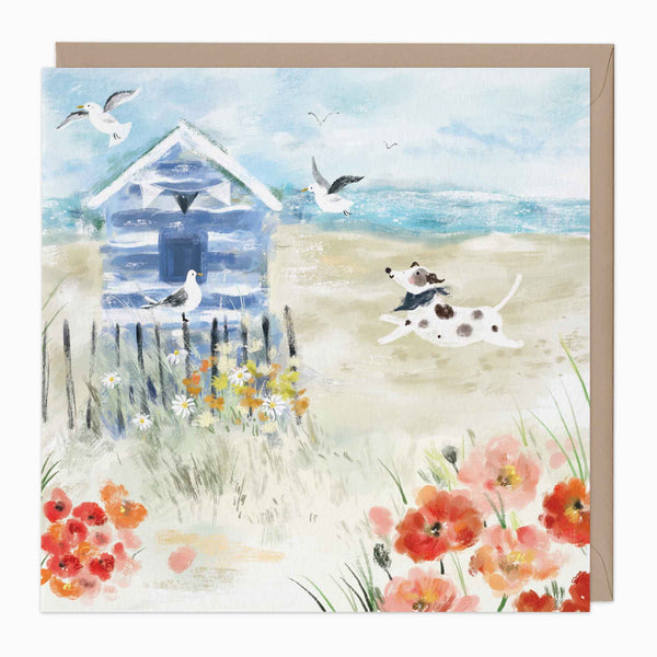 Greeting Card-G275 - Coastal Tale Beach Hut Art Card-Whistlefish
