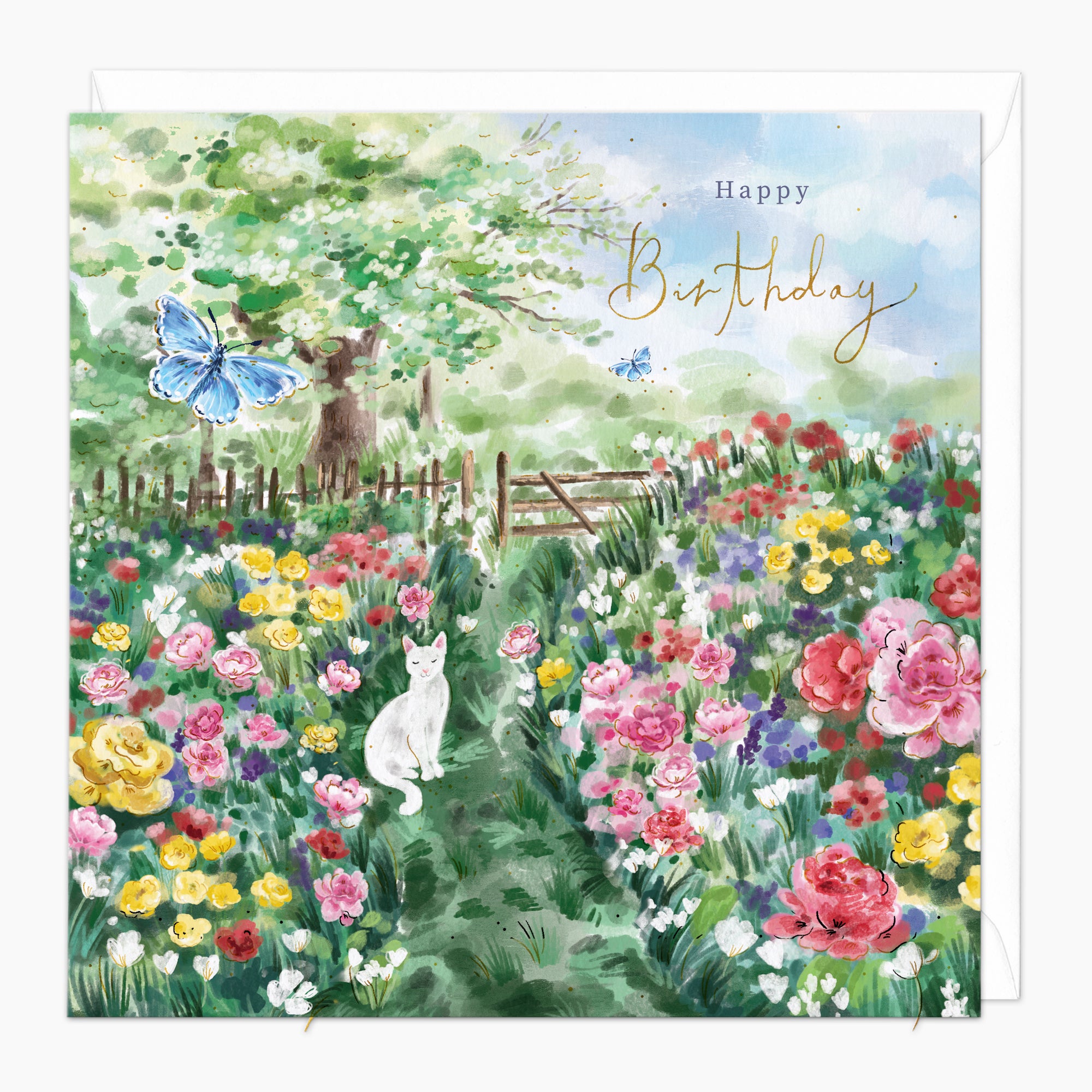 Greeting Card-G307 - Whiskers In The Wildflowers Birthday Card-Whistlefish