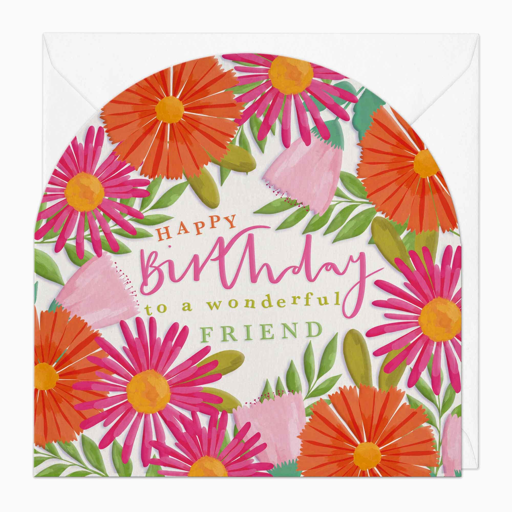 Greeting Card-G321 - Floral Burst for a Friend Birthday Card-Whistlefish