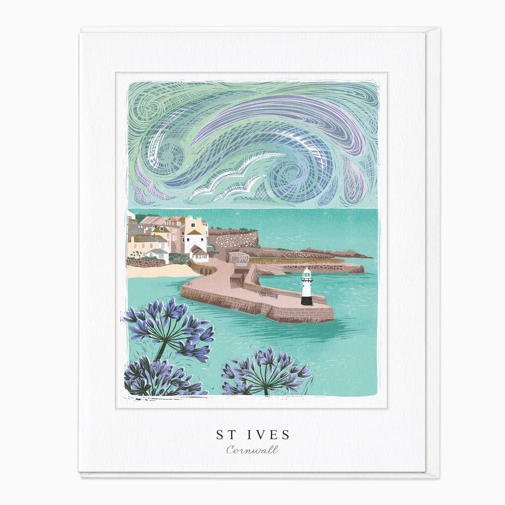 Greeting Card-G334 - St Ives Lino Art Card-Whistlefish