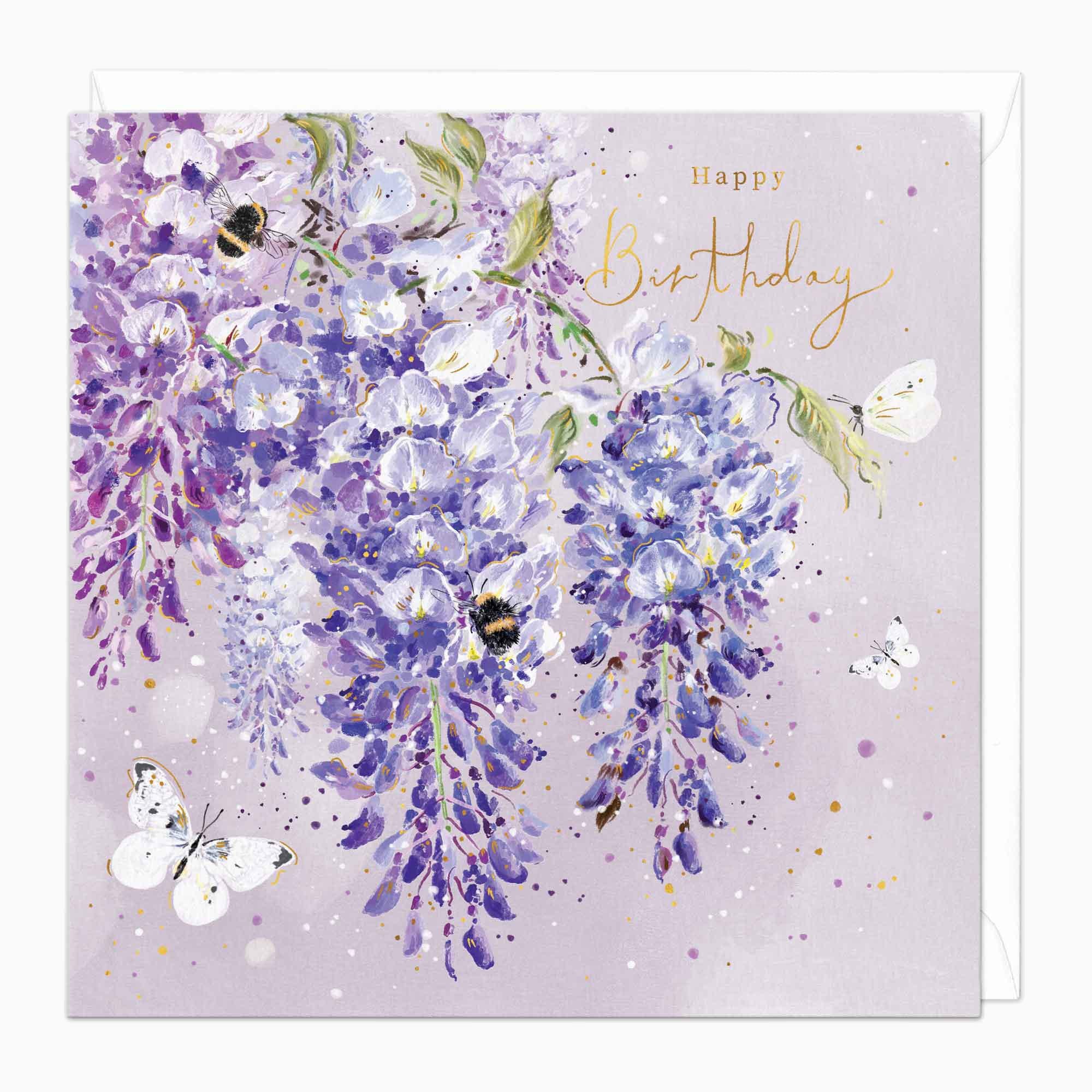 Greeting Card-G351 - Wisteria Bloom Birthday Card-Whistlefish
