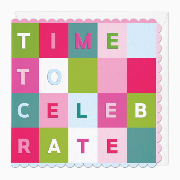 Greeting Card-G379 - Celebrate Scalloped Grid Card-Whistlefish