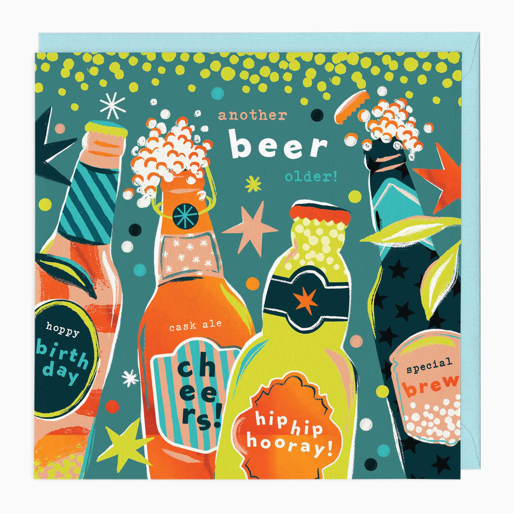 Greeting Card-G404 - Neon Another Beer Older Birthday Card-Whistlefish
