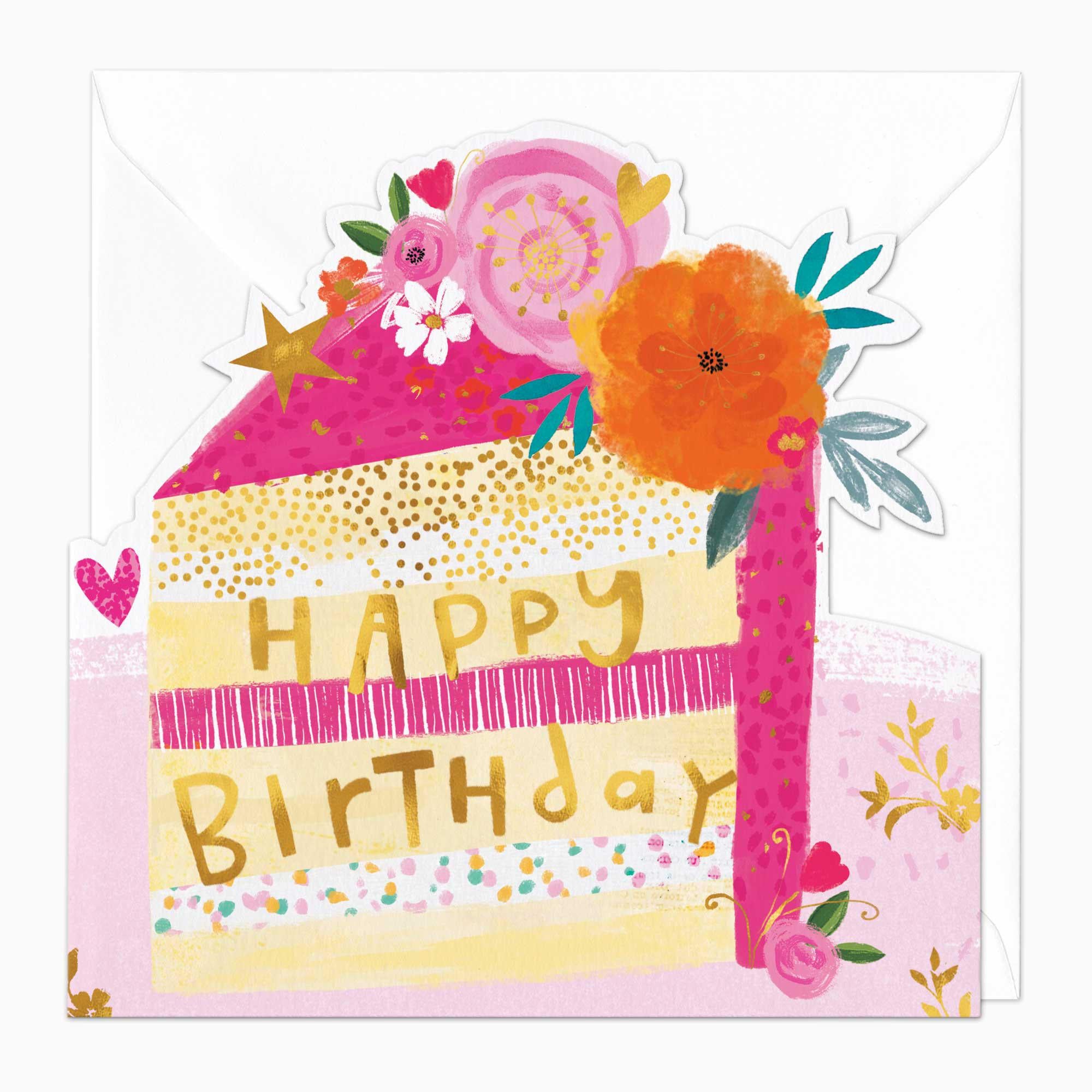 Greeting Card-G409 - Floral Cake Birthday Card-Whistlefish