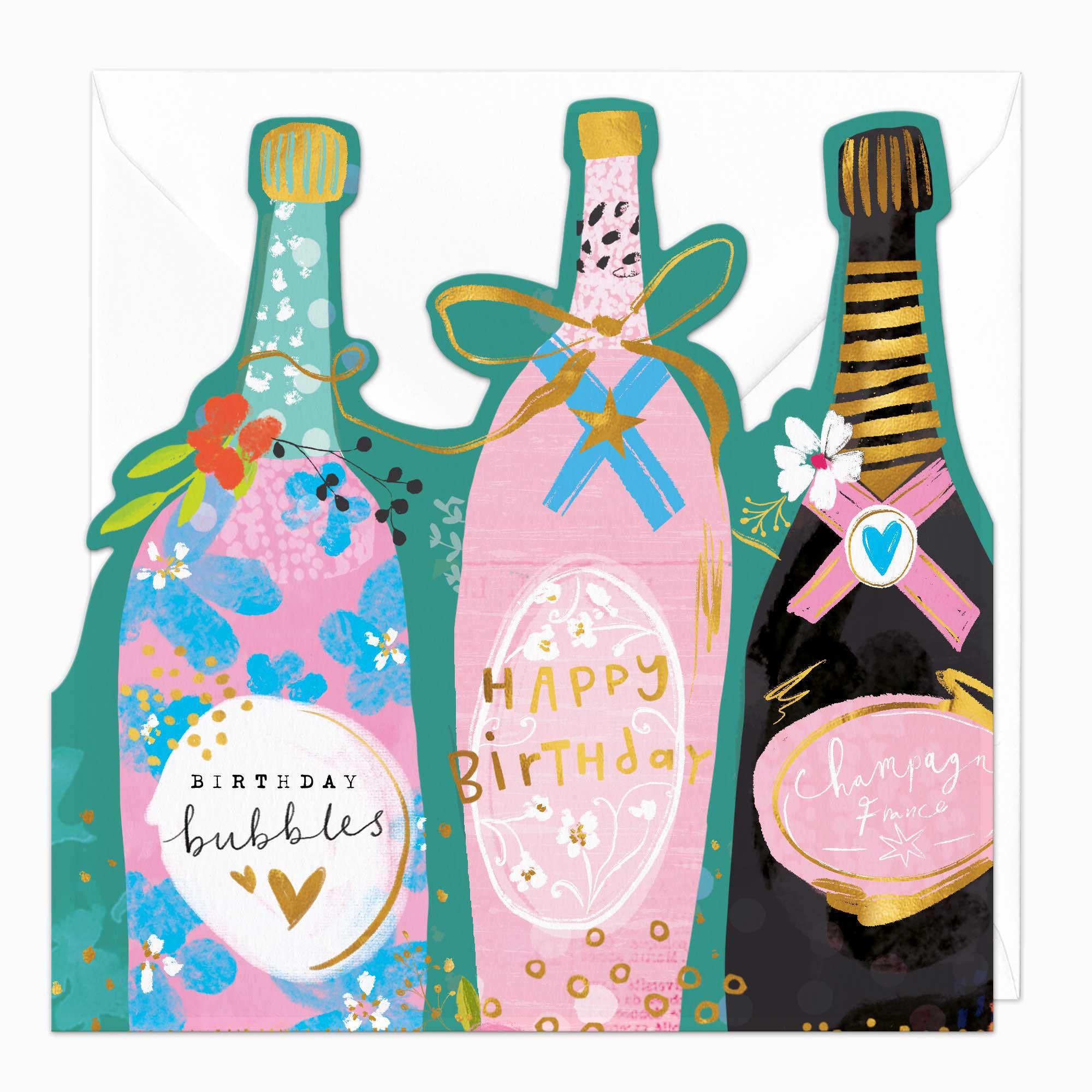 Greeting Card-G410 - Bottles Birthday Card-Whistlefish