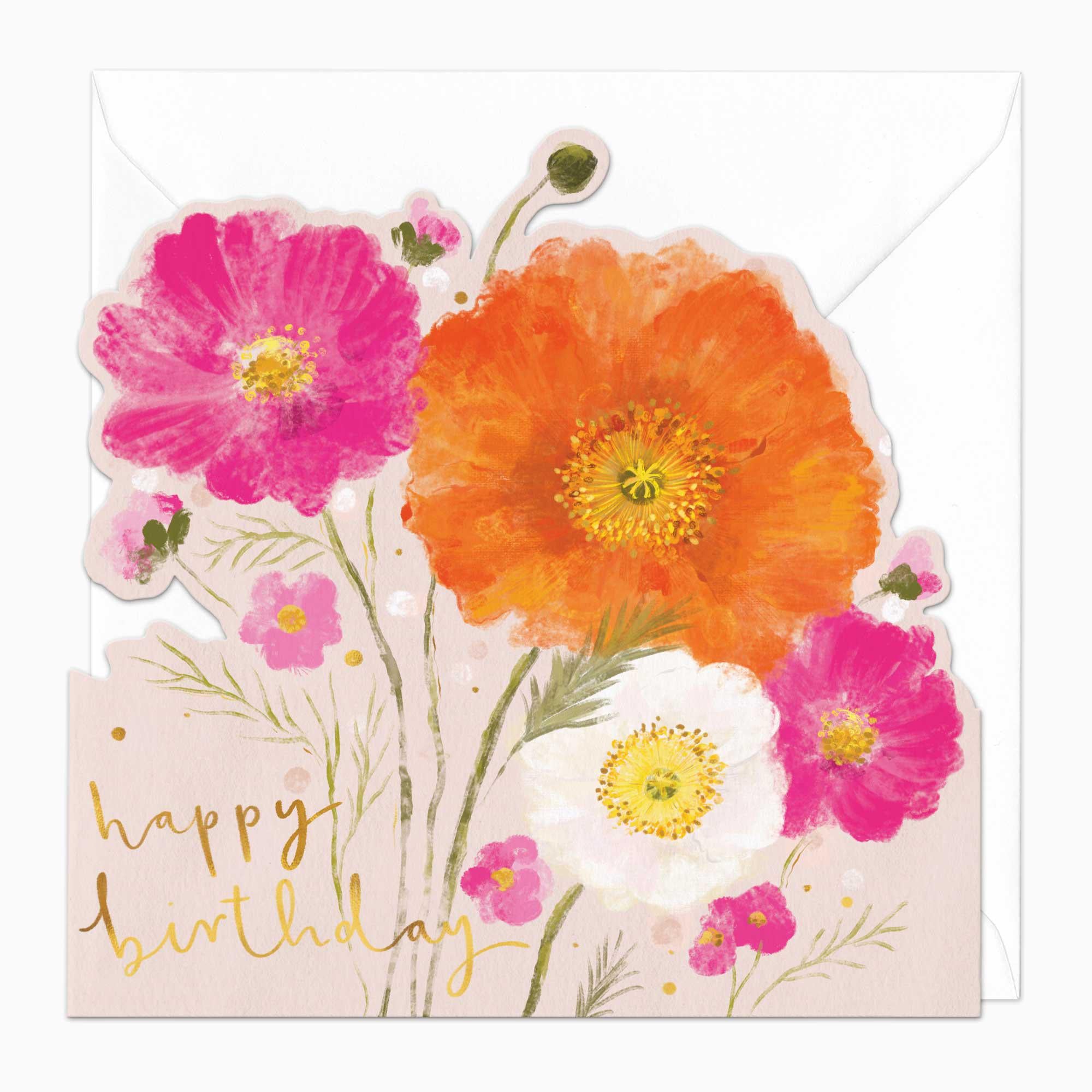 Greeting Card-G411 - Cut Out Florals Birthday Card-Whistlefish