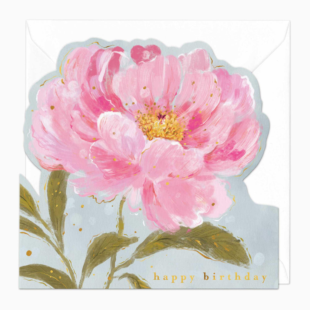 Greeting Card-G412 - Cut Out Peony Birthday Card-Whistlefish