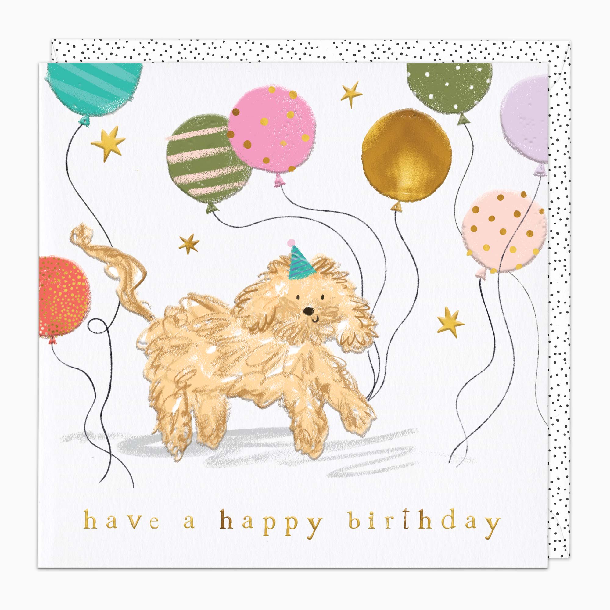 Greeting Card-G430 - Scruffy The Puppy Balloon Birthday Card-Whistlefish