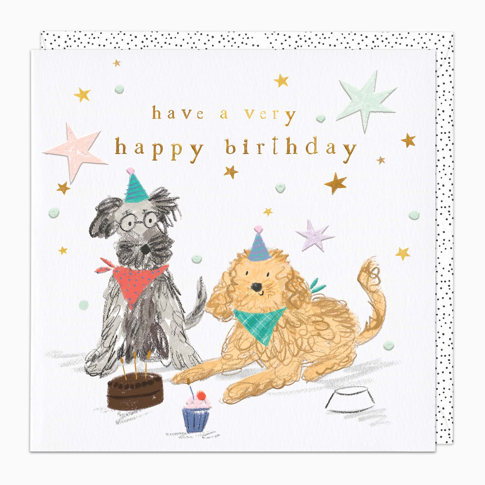 Greeting Card-G432 - Scruffy The Puppy Cake Birthday Card-Whistlefish