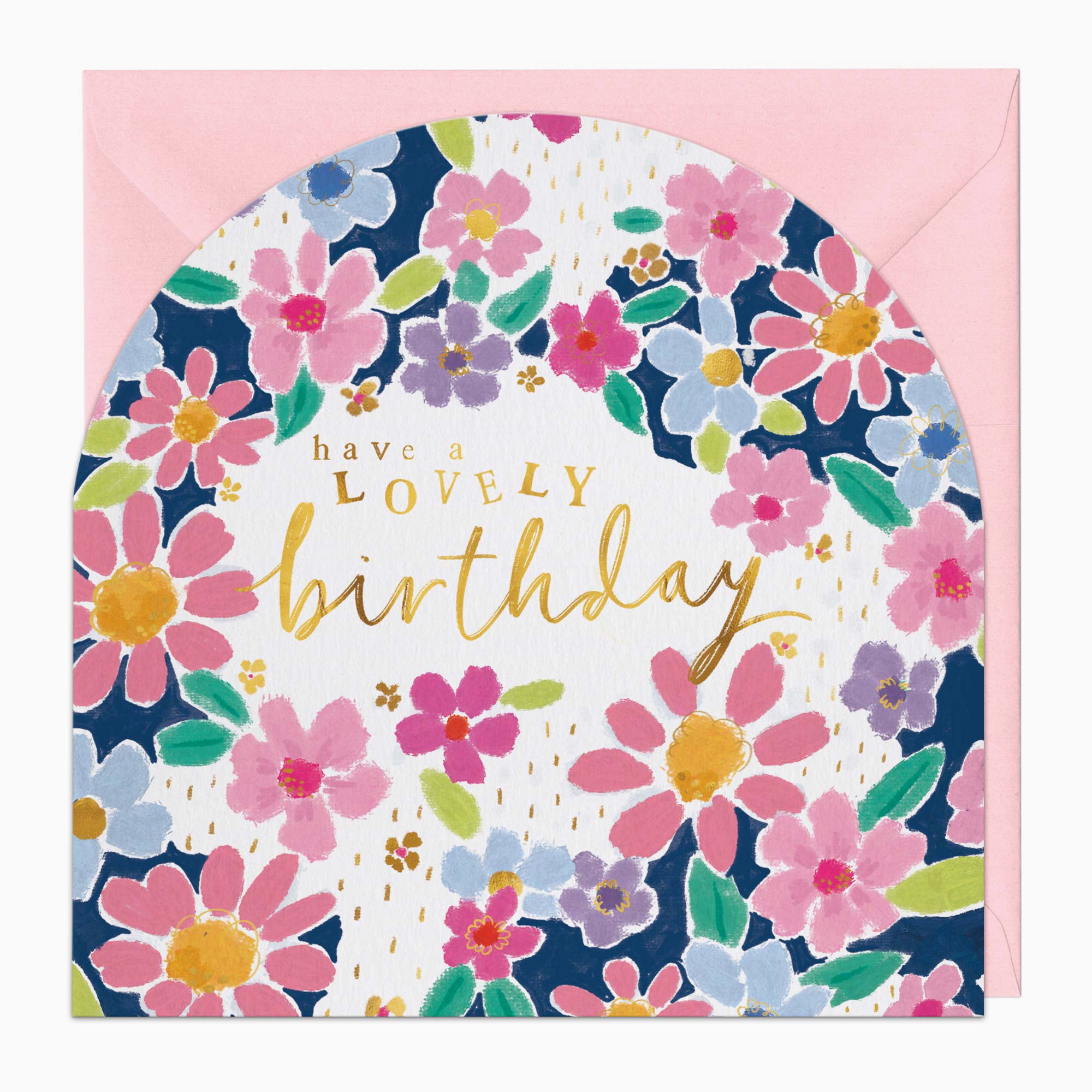 Greeting Card-G490 - Navy Arch Lovely Birthday Card-Whistlefish