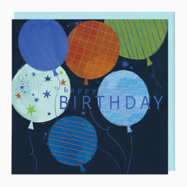 Greeting Card-G493 - Blue Balloons Birthday Card-Whistlefish
