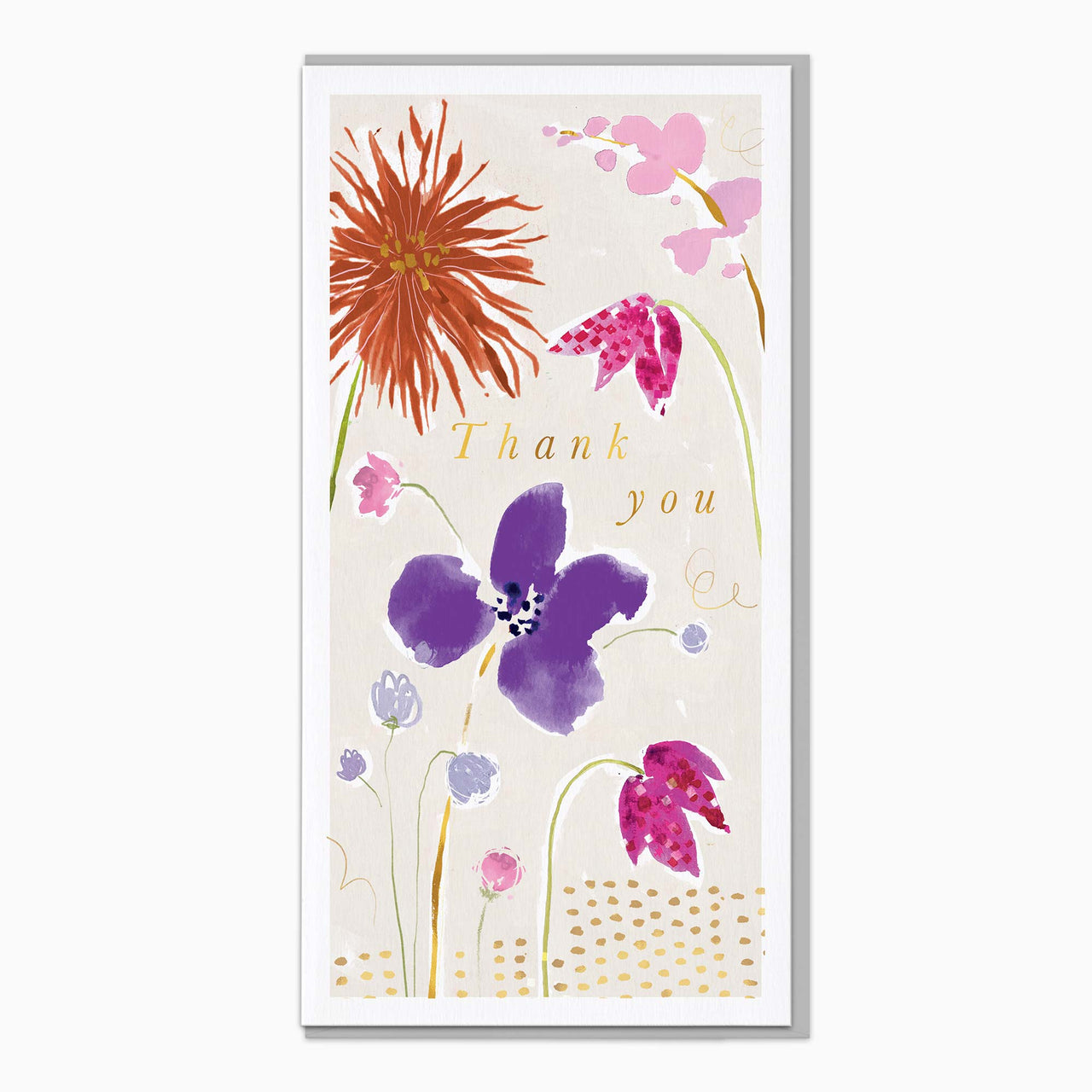 Greeting Card-G519 - Cream Floral Thank You Card-Whistlefish