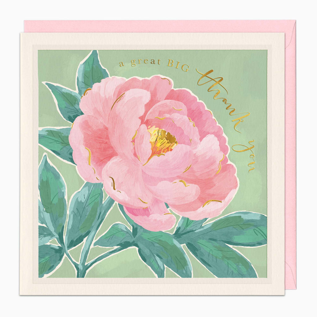 Greeting Card-G522 - Peony Thank You Card-Whistlefish