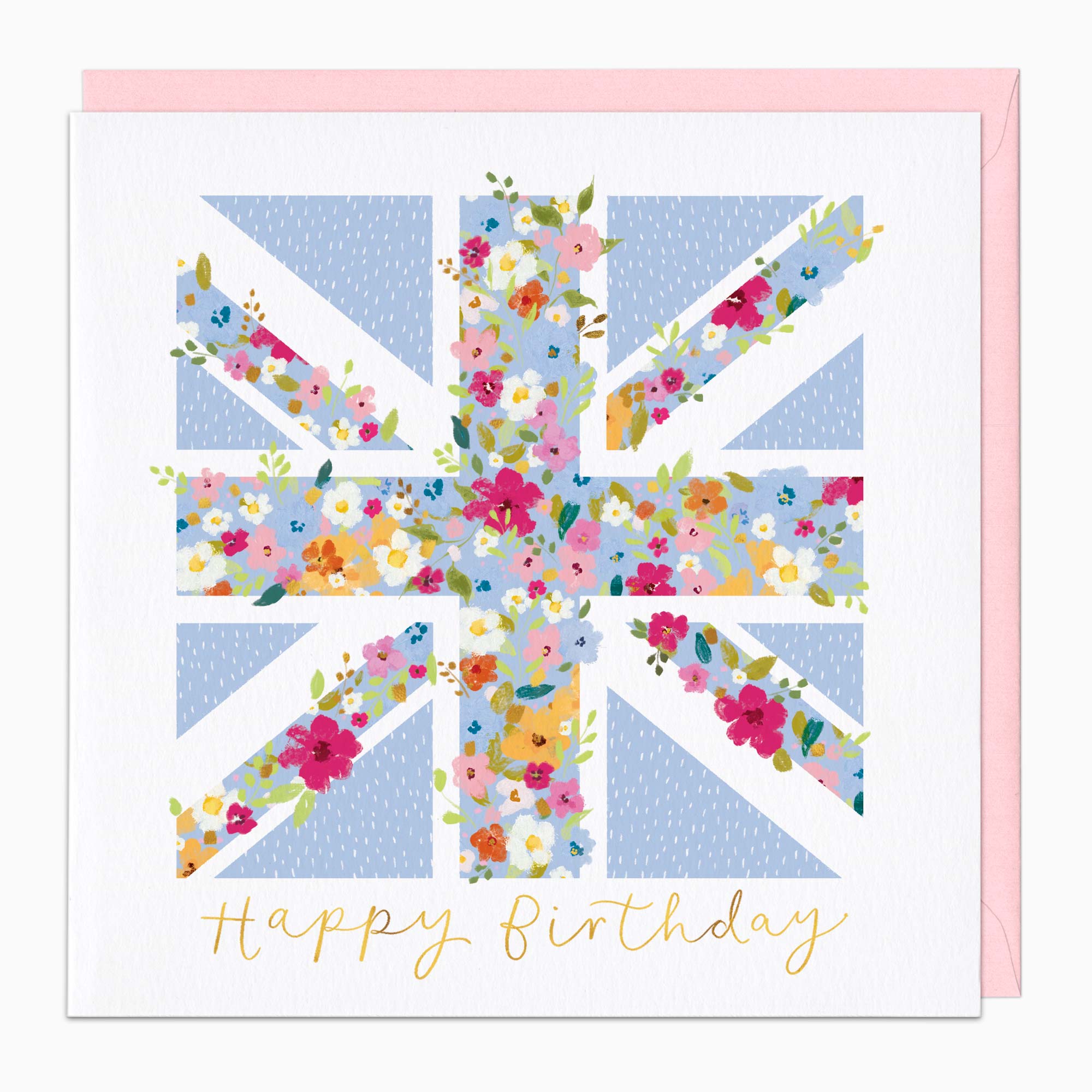 Greeting Card-G526 - Union Jack Floral Birthday Card-Whistlefish