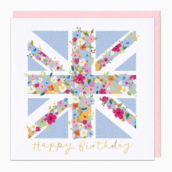 Greeting Card-G526 - Union Jack Floral Birthday Card-Whistlefish