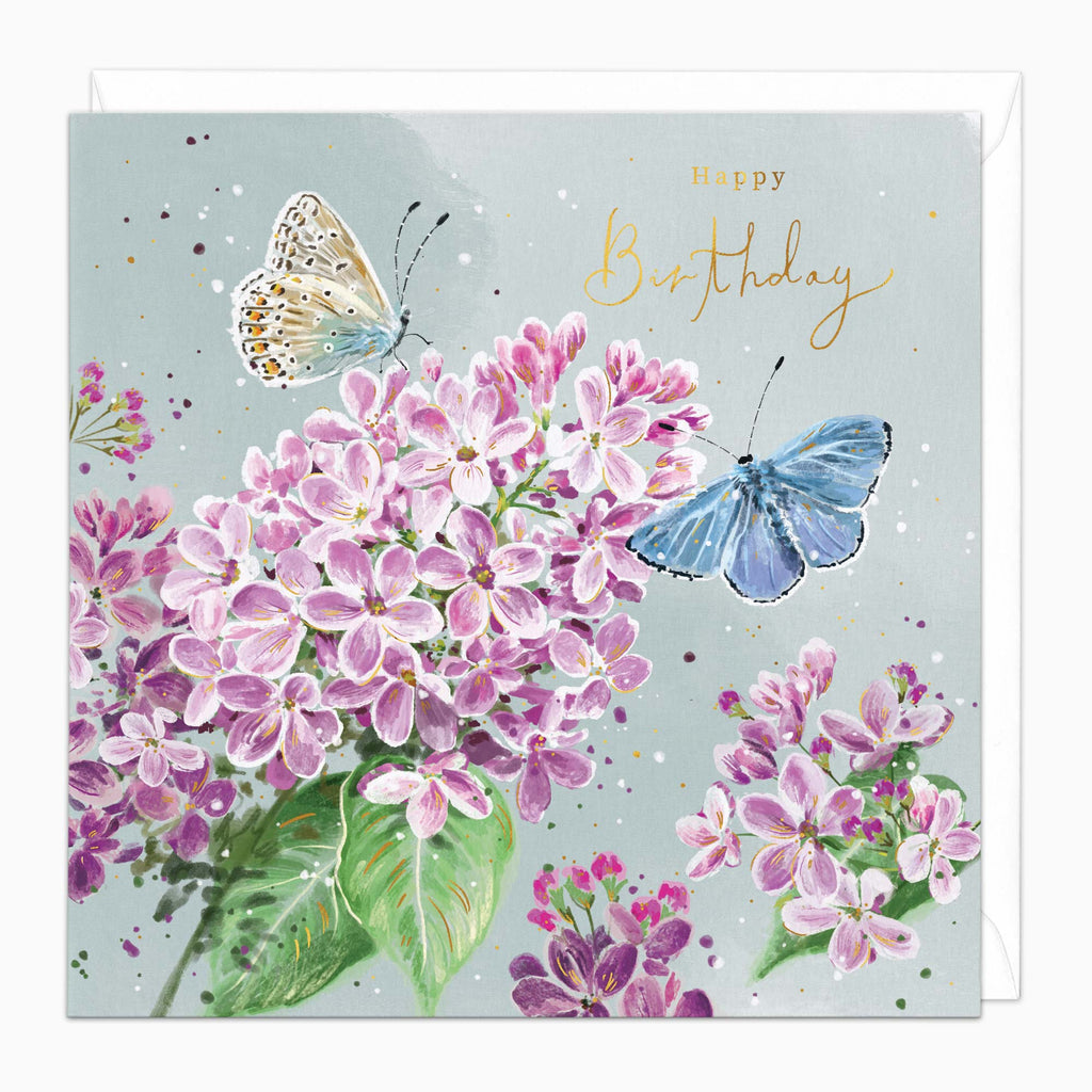 Greeting Card-G546 - Lilac & Butterflies Birthday Card-Whistlefish