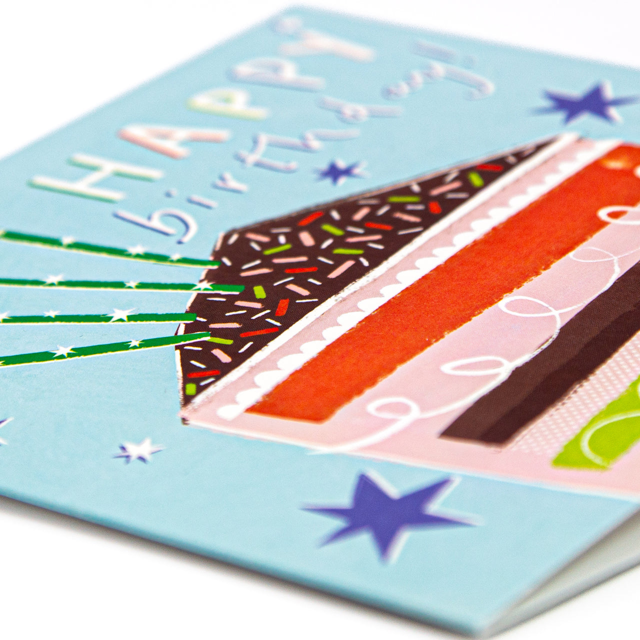 Greeting Card-G555 - Glow in the Dark Cake Slice Birthday Card-Whistlefish