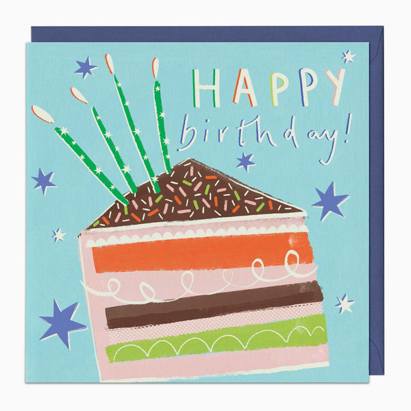 Greeting Card-G555 - Glow in the Dark Cake Slice Birthday Card-Whistlefish