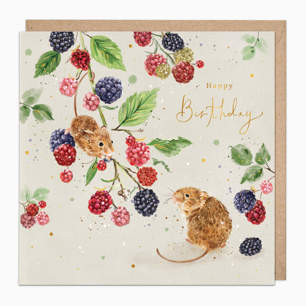 Greeting Card-G570 - Blackberry Mice Birthday Card-Whistlefish