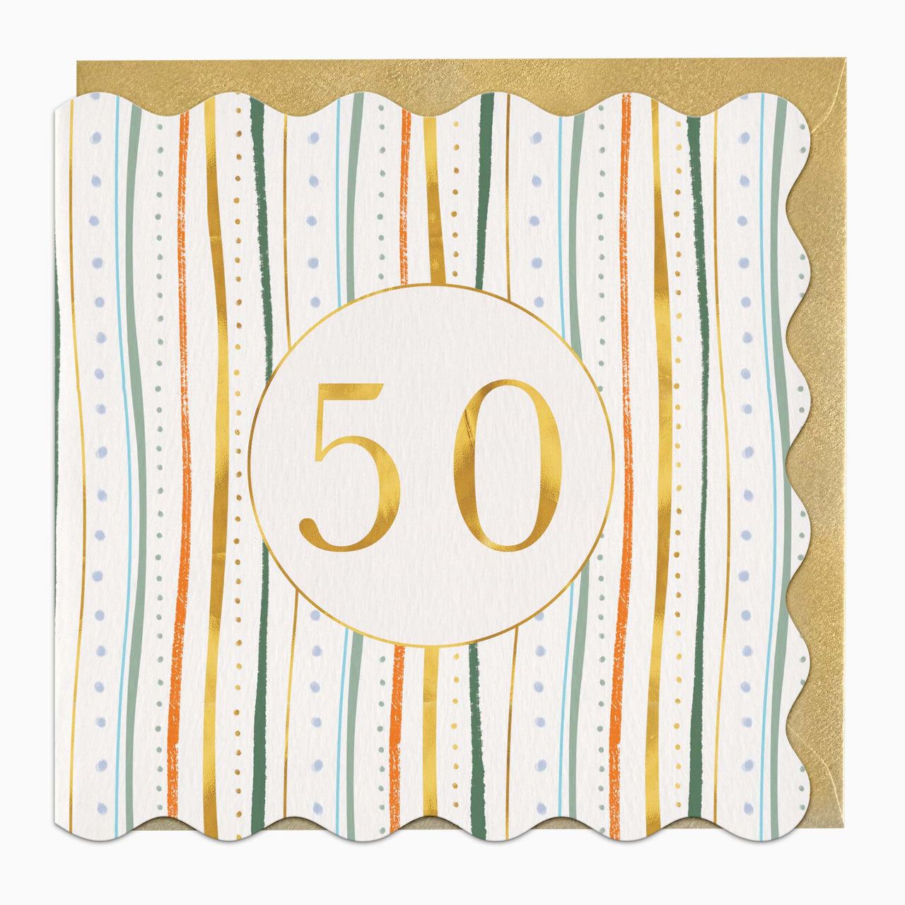 Greeting Card-H044 - Stripey 50 Birthday Card-Whistlefish