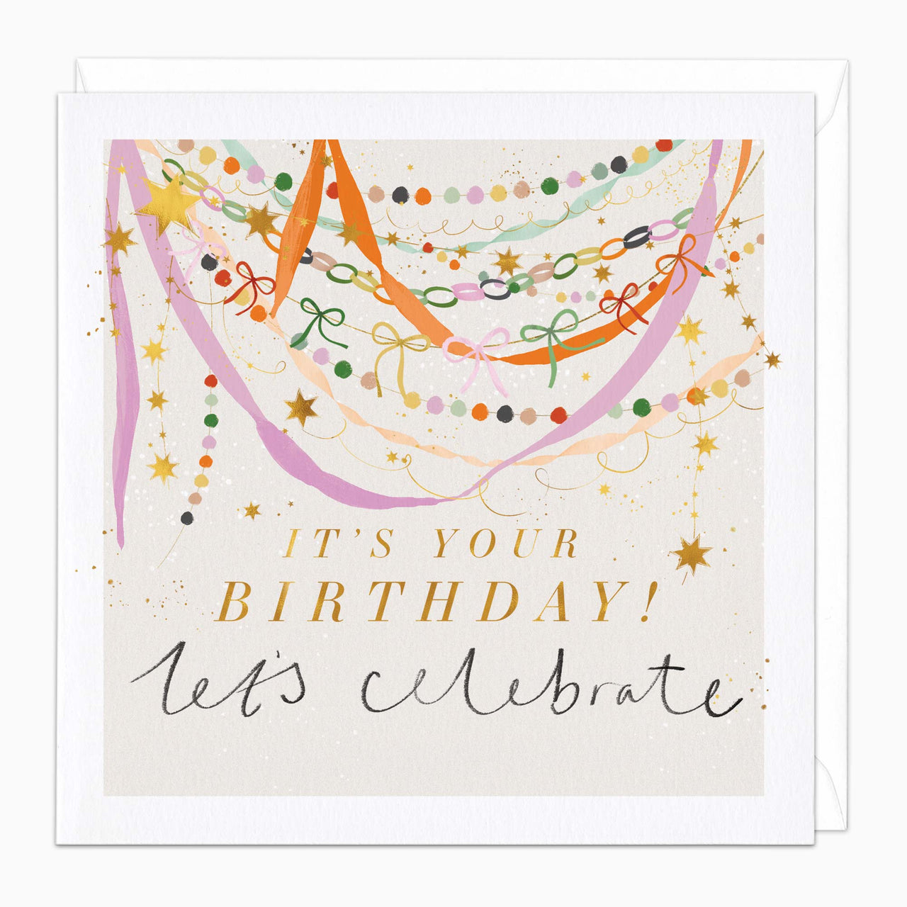 Greeting Card-H075 - Bunting & Bows Birthday Card-Whistlefish