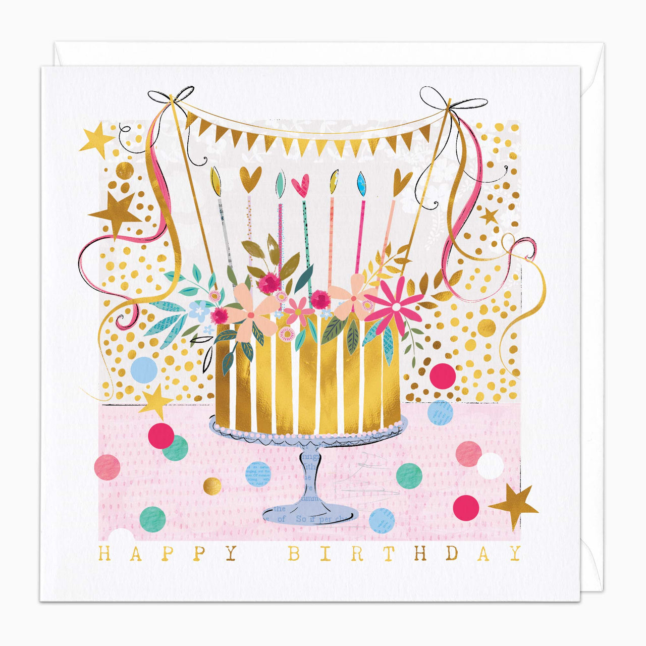 Greeting Card-H078 - Cake & Ribbons Birthday Card-Whistlefish