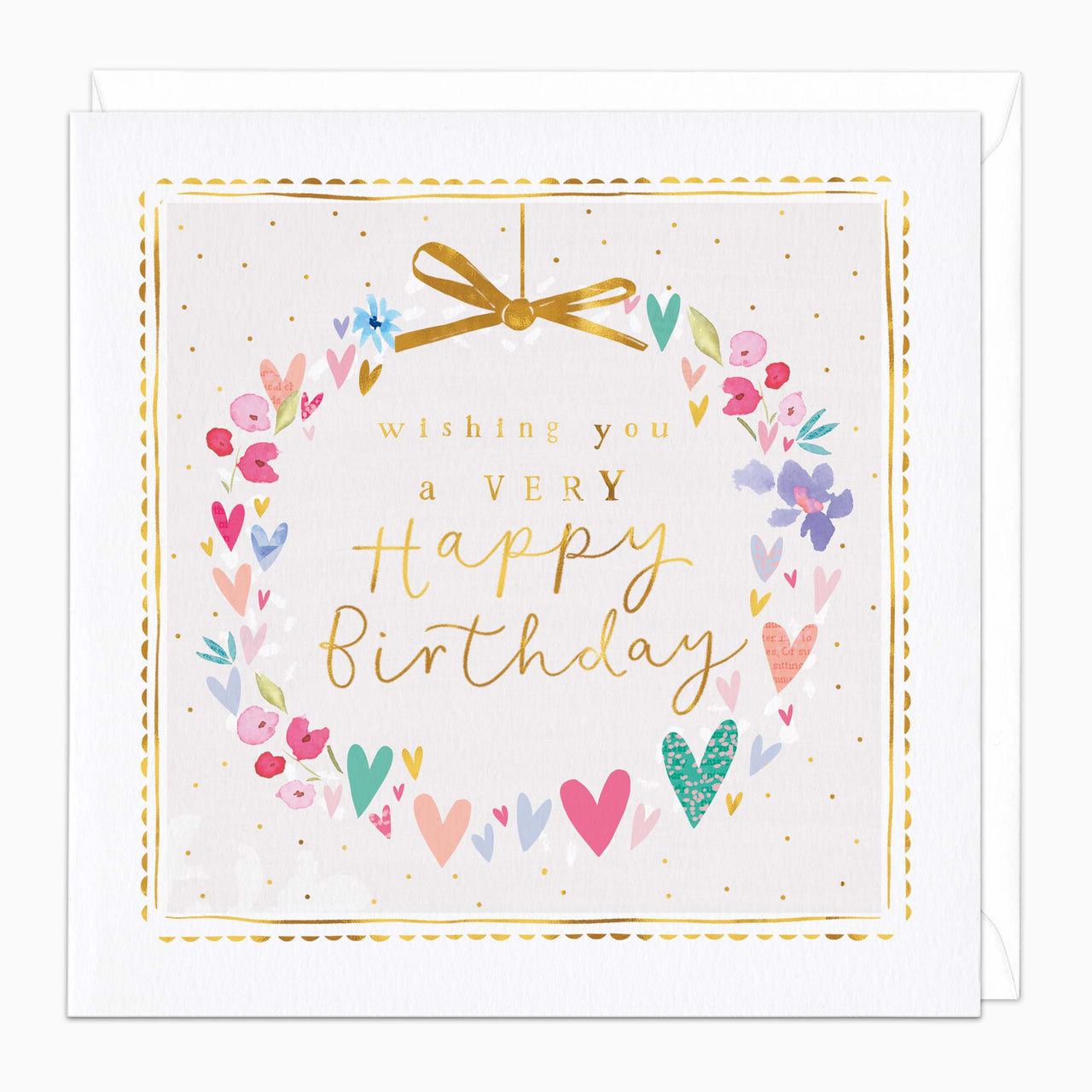 Greeting Card-H080 - Heart Wreath Birthday Card-Whistlefish
