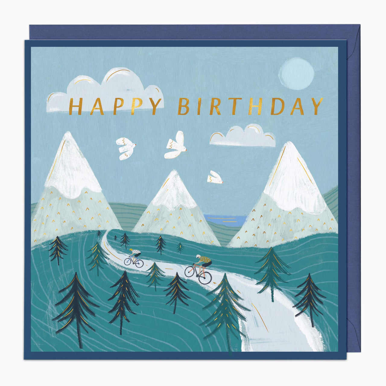 Greeting Card-H098 - Cycling in the Mountains Birthday Card-Whistlefish