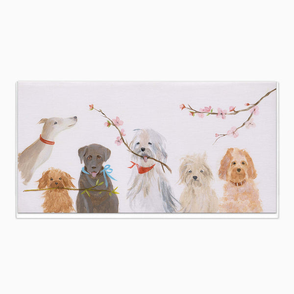 Greeting Card-H106 - Cherry Blossom Dogs Art Card-Whistlefish