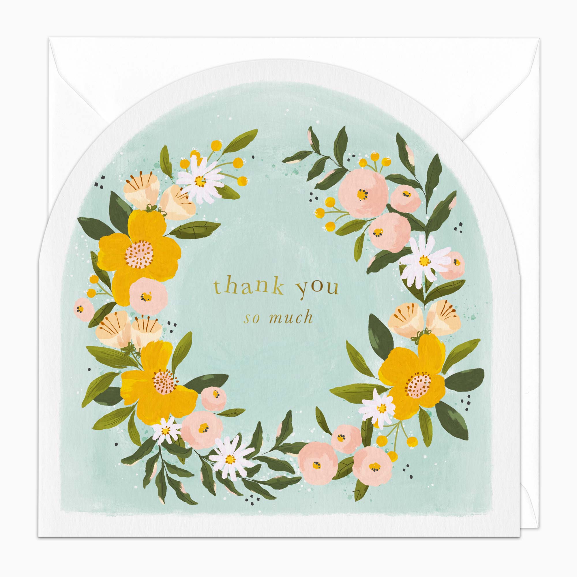 Greeting Card-H115 - Spring Wreath Thank You Card-Whistlefish